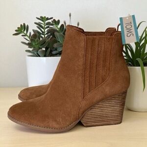 Toms Noah leather ankle boots brown suede 10 NWT